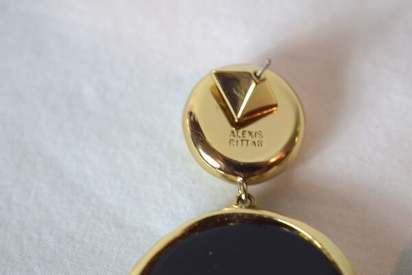 Vintage New Without Tags  Alexis Bittar Gold Tone Smokey Stone Post Earrings - Image 3