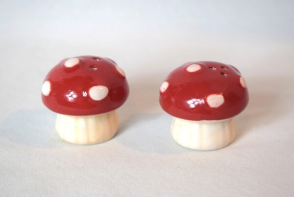 Vintage Ceramic Red and White Mushroom Salt and Pepper Set - Image 2