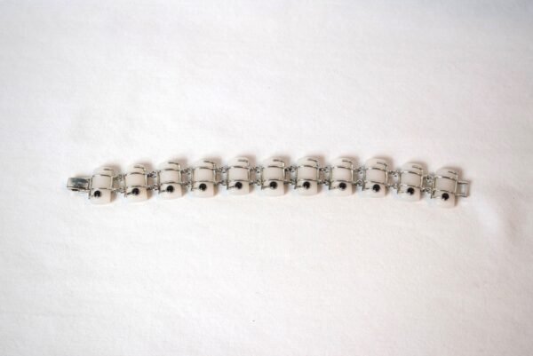 925 Sterling Silver and White Stone with Black Onyx Accent Bracelet - Image 3