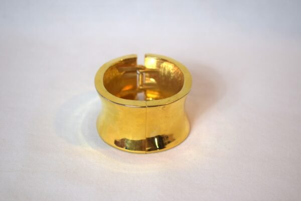 Vintage Gold Tone Wide Bangle Hinged Bracelet - Image 2