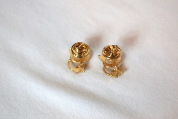 Vintage Pair Gold Tone Cat Pins With Faux Opal and Rhinestones - Image 2