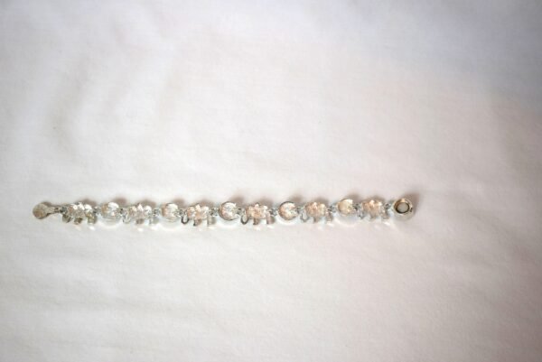 Silver Tone Mother of Pearl and Elephant Link Bracelet Magnetic Closure No Marks - Image 2
