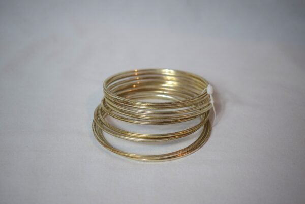 Set of 9 Gold Tone Skinny Bangles Stackable Fashion Bracelets - Image 3