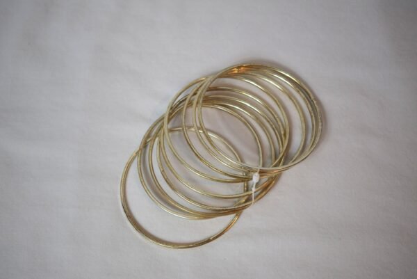 Set of 9 Gold Tone Skinny Bangles Stackable Fashion Bracelets - Image 2