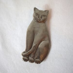 Vintage Signed Seagull Pewter Canada Pewter Kitty Cat Pin Brooch 2 1/4 Inches