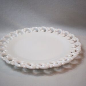 Vintage Anchor Hocking Mid Century Lace Edge Milk Glass Dish