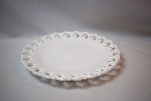 Vintage Anchor Hocking Mid Century Lace Edge Milk Glass Dish