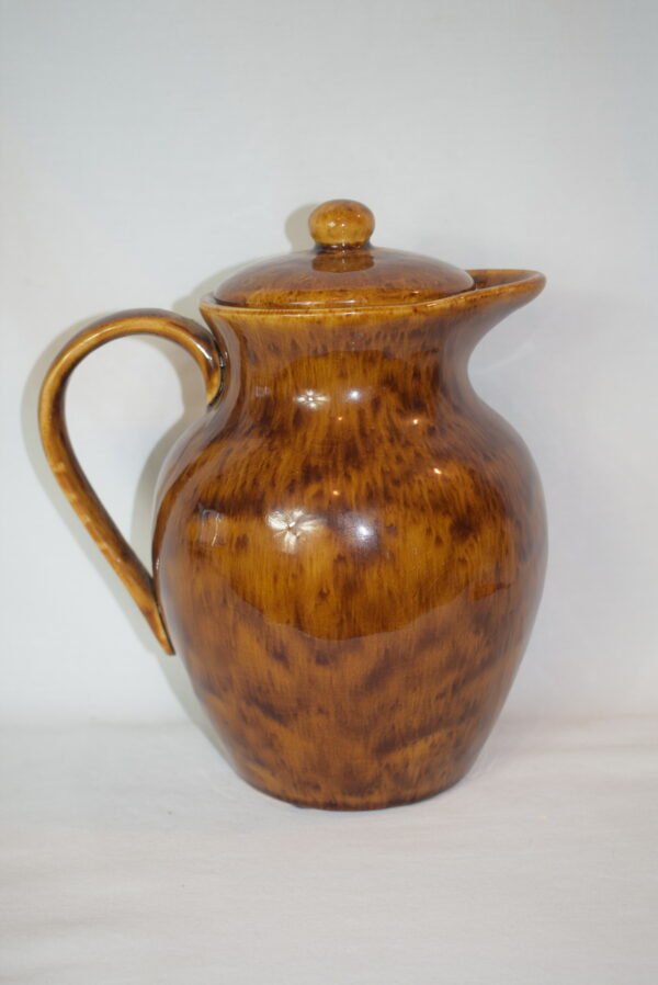 Vintage Tasia Brown Drip Glaze Pitcher Ice Lip 60 oz MCM