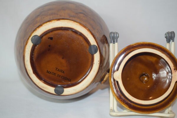 Vintage Tasia Brown Drip Glaze Pitcher Ice Lip 60 oz MCM - Image 6