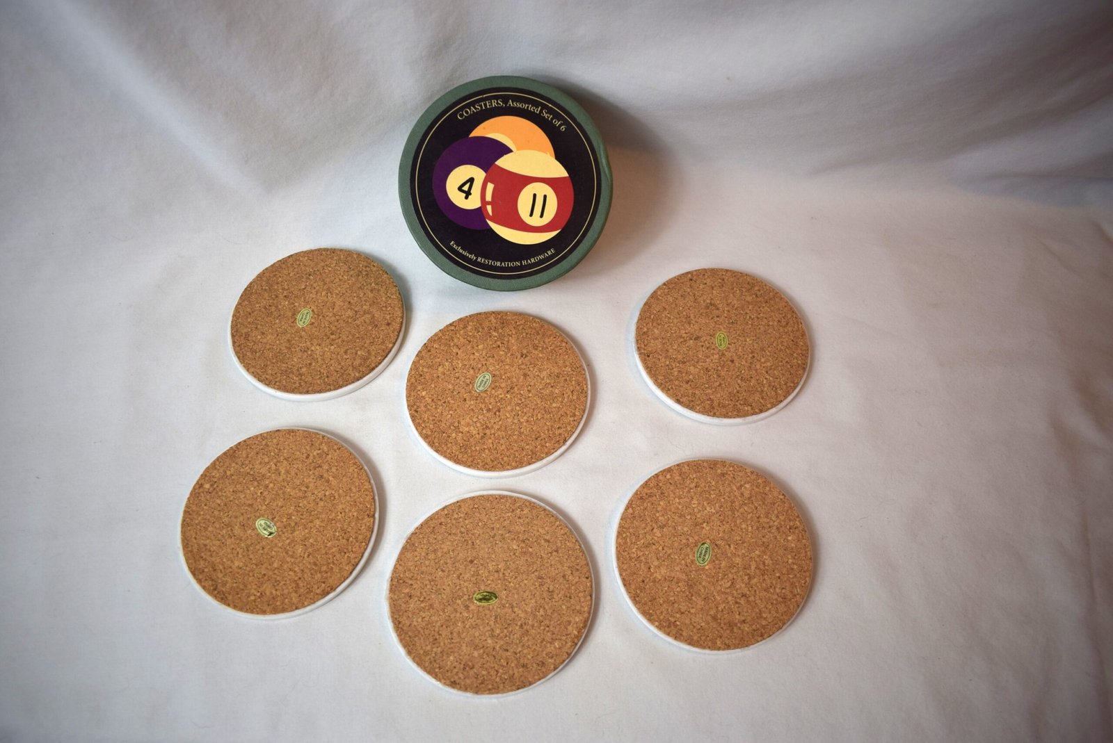 Restoration Hardware Assorted Set of 6 Pool Ball Coasters - Image 2