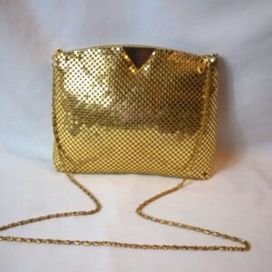 Vintage Y&S GoldTone Metal Mesh Evening Handbag With Metal Chain Strap