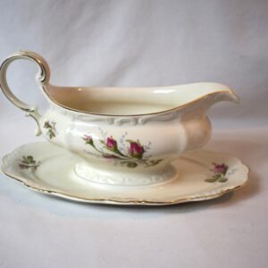 Vintage Rosenthal Germany Pompadour V Moss Rose Gravy Boat With Underplate