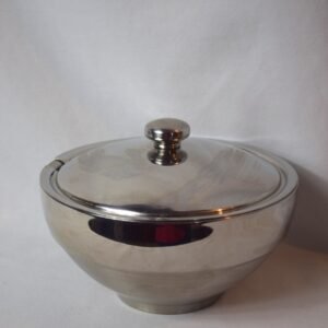 Vintage Stainless Steel Serving Bowl with Lid