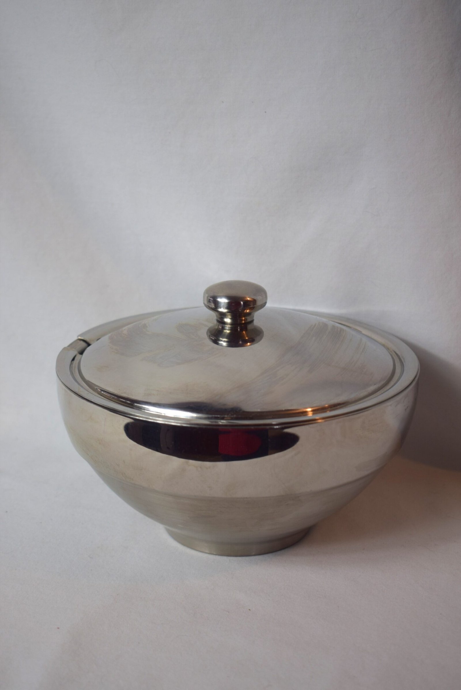 Vintage Stainless Steel Serving Bowl with Lid