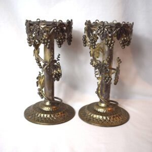 Vintage Pair Studio Silversmith Silver Plated Grape Vine Leaves  Candlesticks