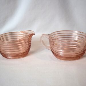 Vintage Pink Depression Glass Anchor Hocking Manhattan Cream and Sugar Set