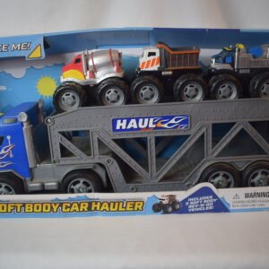 New Members Mark Soft Body Car Hauler Toy with Rev-N-Go Vehicles