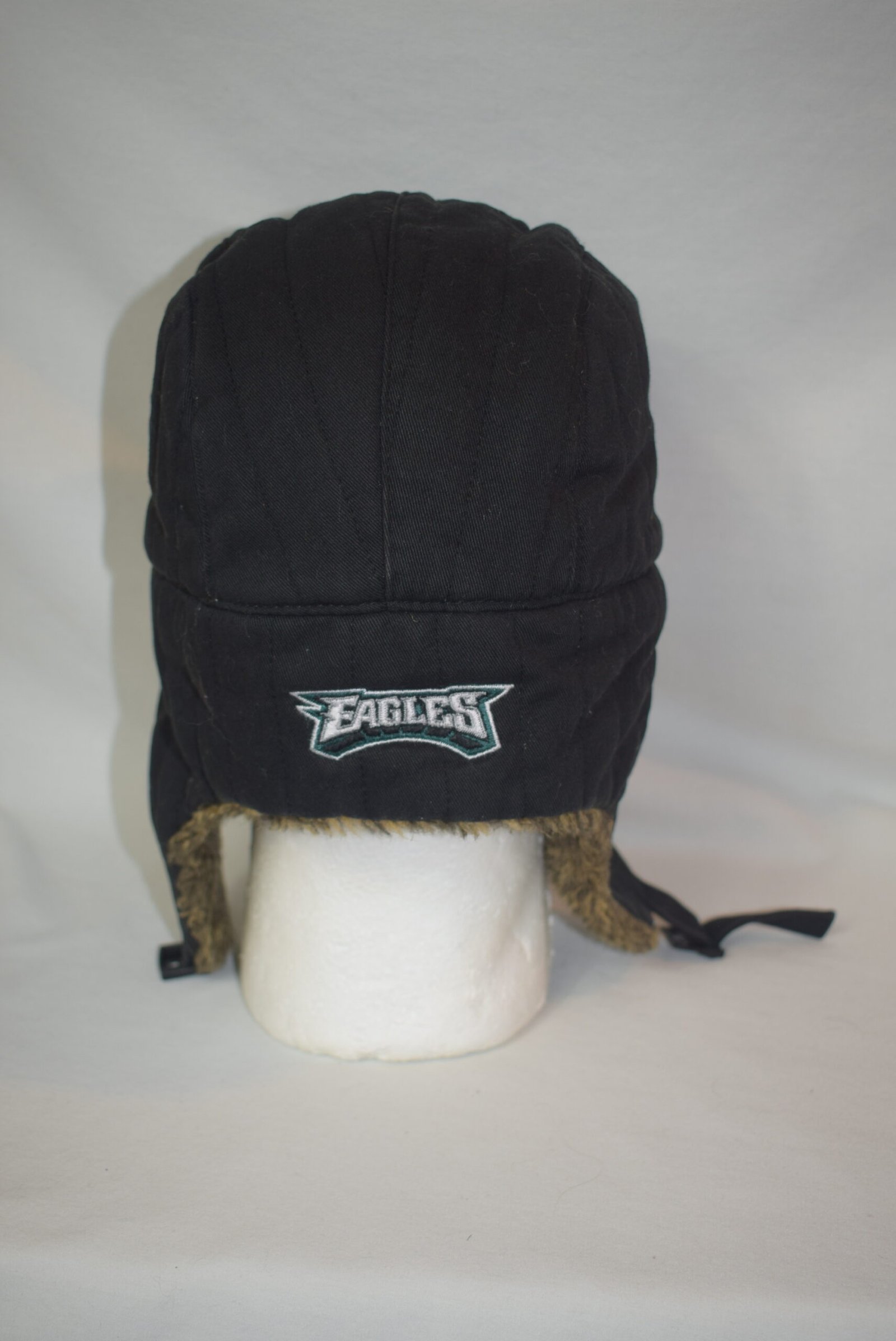 Child Size Philadelphia Eagles Black Trapper Style Winter Hat Faux Fur - Image 3