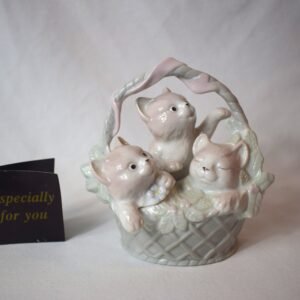 Vintage House Of Lloyd 3 Kittens in a Basket Porcelain Figure