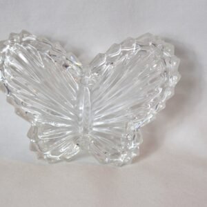 Vintage Lead Crystal Butterfly Covered Trinket Dish